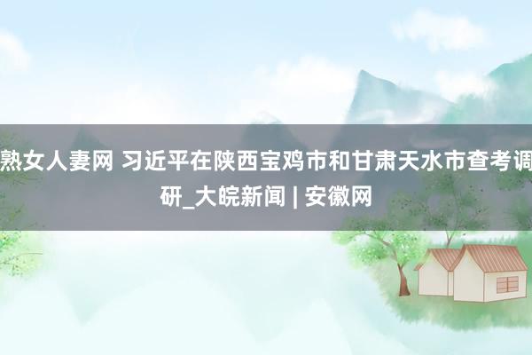 熟女人妻网 习近平在陕西宝鸡市和甘肃天水市查考调研_大皖新闻 | 安徽网