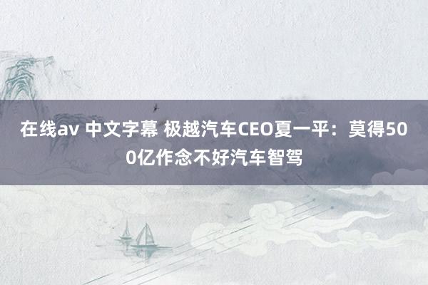 在线av 中文字幕 极越汽车CEO夏一平：莫得500亿作念不好汽车智驾