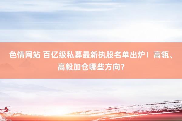 色情网站 百亿级私募最新执股名单出炉！高瓴、高毅加仓哪些方向？