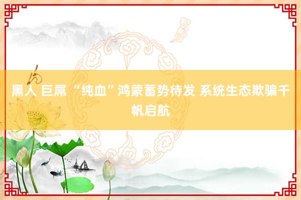 黑人 巨屌 “纯血”鸿蒙蓄势待发 系统生态欺骗千帆启航