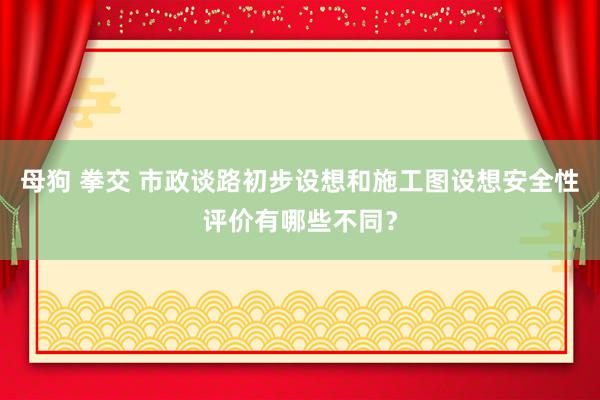 母狗 拳交 市政谈路初步设想和施工图设想安全性评价有哪些不同？