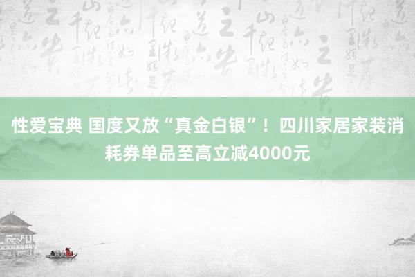 性爱宝典 国度又放“真金白银”！四川家居家装消耗券单品至高立减4000元