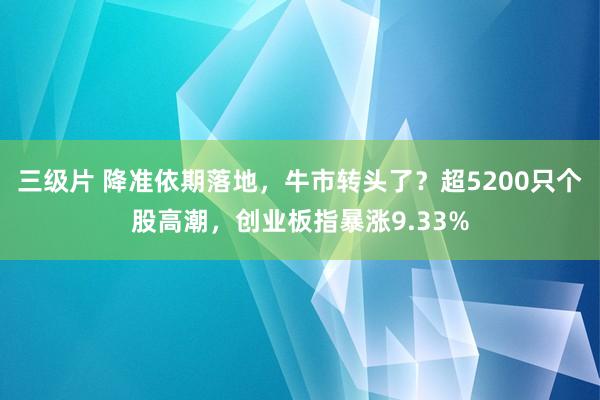 三级片 降准依期落地，牛市转头了？超5200只个股高潮，创业板指暴涨9.33%