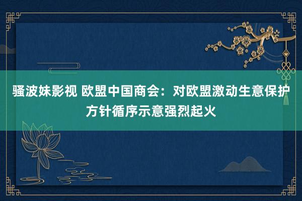 骚波妹影视 欧盟中国商会：对欧盟激动生意保护方针循序示意强烈起火