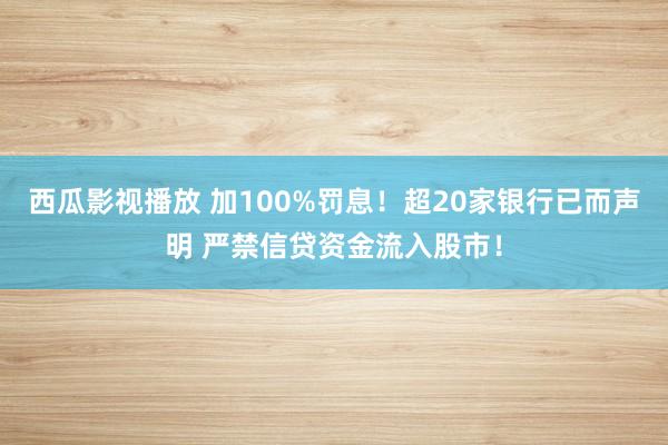 西瓜影视播放 加100%罚息！超20家银行已而声明 严禁信贷资金流入股市！