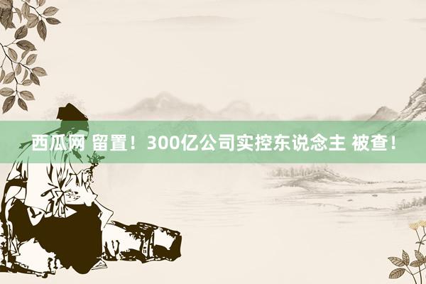 西瓜网 留置！300亿公司实控东说念主 被查！