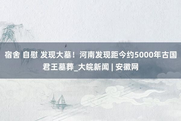 宿舍 自慰 发现大墓！河南发现距今约5000年古国君王墓葬_大皖新闻 | 安徽网