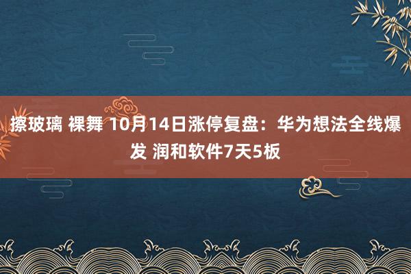 擦玻璃 裸舞 10月14日涨停复盘：华为想法全线爆发 润和软件7天5板