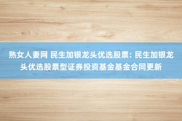 熟女人妻网 民生加银龙头优选股票: 民生加银龙头优选股票型证券投资基金基金合同更新