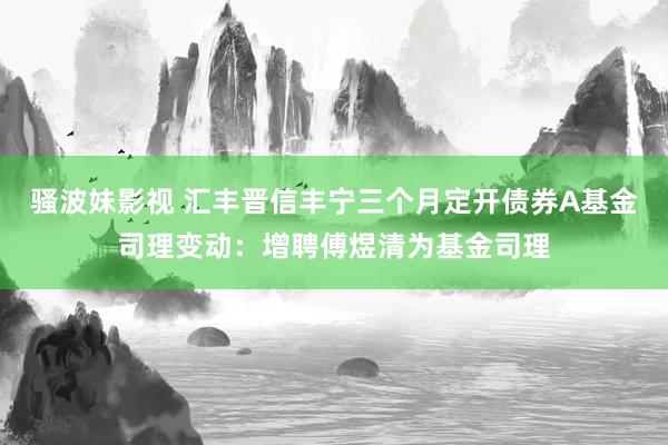 骚波妹影视 汇丰晋信丰宁三个月定开债券A基金司理变动：增聘傅煜清为基金司理