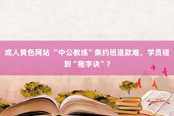 成人黄色网站 “中公教练”条约班退款难，学员碰到“拖字诀”？