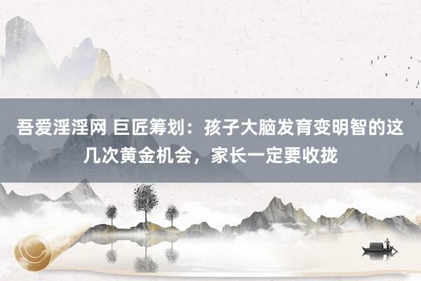 吾爱淫淫网 巨匠筹划：孩子大脑发育变明智的这几次黄金机会，家长一定要收拢