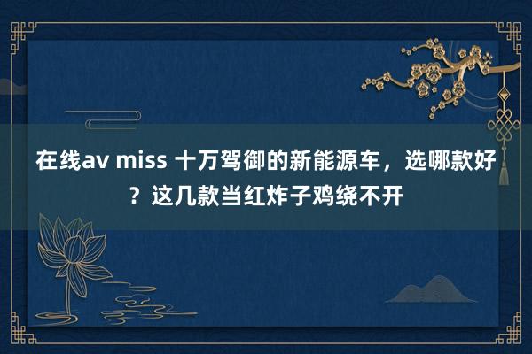 在线av miss 十万驾御的新能源车，选哪款好？这几款当红炸子鸡绕不开