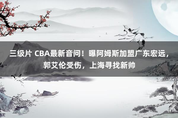 三级片 CBA最新音问！曝阿姆斯加盟广东宏远，郭艾伦受伤，上海寻找新帅