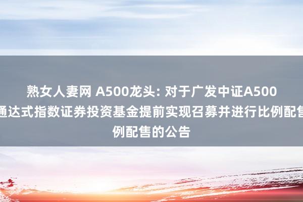 熟女人妻网 A500龙头: 对于广发中证A500来往型通达式指数证券投资基金提前实现召募并进行比例配售的公告