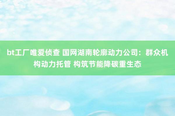 bt工厂唯爱侦查 国网湖南轮廓动力公司：群众机构动力托管 构筑节能降碳重生态