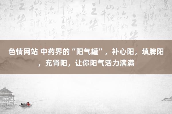 色情网站 中药界的“阳气罐”，补心阳，填脾阳，充肾阳，让你阳气活力满满