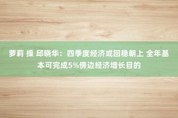 萝莉 操 邱晓华：四季度经济或回稳朝上 全年基本可完成5%傍边经济增长目的