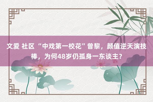 文爱 社区 “中戏第一校花”曾黎，颜值逆天演技棒，为何48岁仍孤身一东谈主？