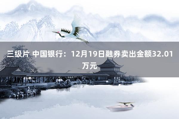 三级片 中国银行：12月19日融券卖出金额32.01万元