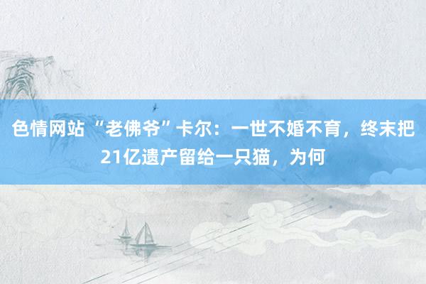 色情网站 “老佛爷”卡尔：一世不婚不育，终末把21亿遗产留给一只猫，为何