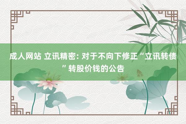 成人网站 立讯精密: 对于不向下修正“立讯转债”转股价钱的公告