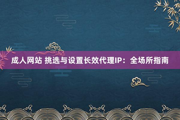 成人网站 挑选与设置长效代理IP：全场所指南