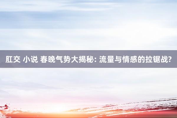 肛交 小说 春晚气势大揭秘: 流量与情感的拉锯战?