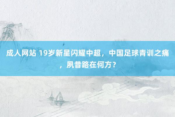 成人网站 19岁新星闪耀中超，中国足球青训之痛，夙昔路在何方？