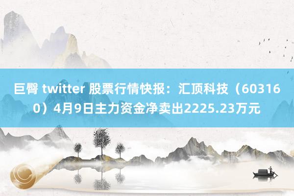 巨臀 twitter 股票行情快报：汇顶科技（603160）4月9日主力资金净卖出2225.23万元