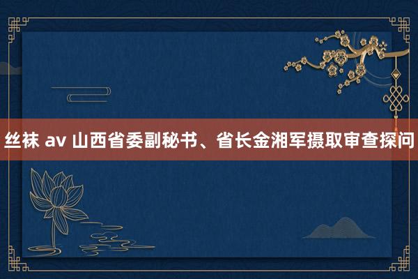 丝袜 av 山西省委副秘书、省长金湘军摄取审查探问