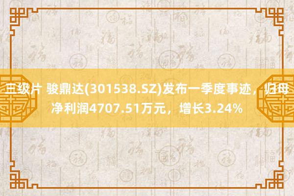 三级片 骏鼎达(301538.SZ)发布一季度事迹，归母净利润4707.51万元，增长3.24%